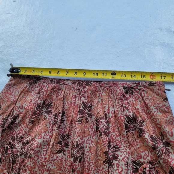 Bob Timberlake Boho Orange Pink Floral Mini Cape Skirt Pockets A-Line Women's 12 - Picture 10 of 10